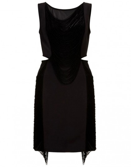 Rochie Neagra Decupata in Talie LC22430 